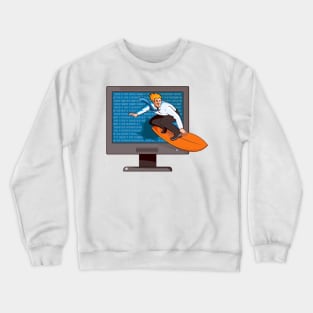 Businessman Surfing on Internet Retro Crewneck Sweatshirt